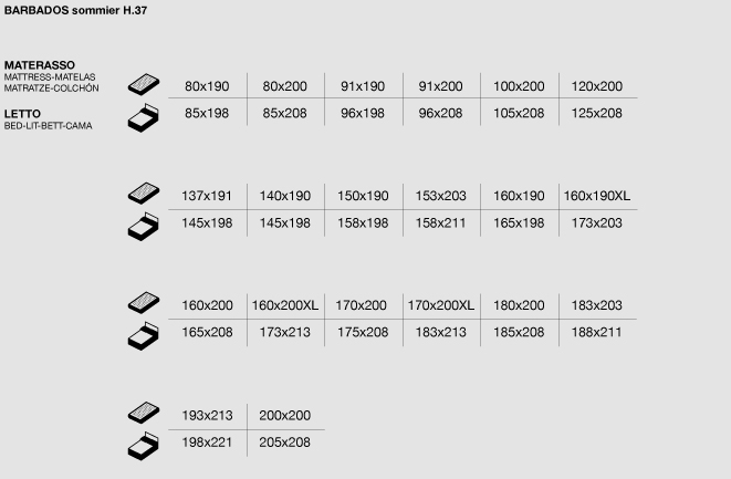 Barbados ottoman bed sizes