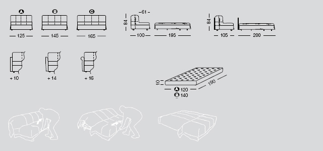 Sofa and sofa bed sizes